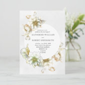 Victoriaans albasten bloemenbruiloft uitnodiging (Staand voorkant)