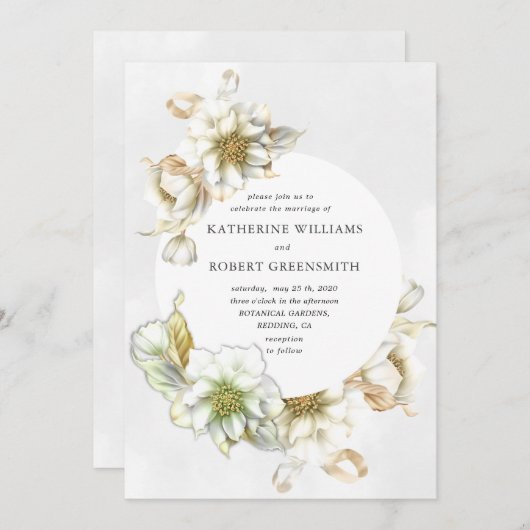 Victoriaans albasten bloemenbruiloft uitnodiging (Voorkant / Achterkant)