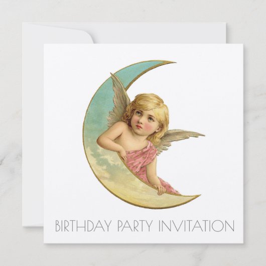  VICTORIAANS ANGEL BIRTHDAY INVITATIE KAART (Voorkant)