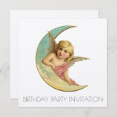  VICTORIAANS ANGEL BIRTHDAY INVITATIE KAART (Voorkant / Achterkant)