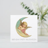  VICTORIAANS ANGEL BIRTHDAY INVITATIE KAART (Staand voorkant)