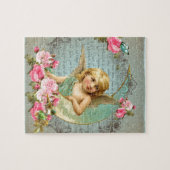 Victoriaans Angel  blauw roos roze antiek Legpuzzel (Horizontaal)