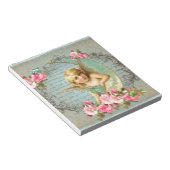 Victoriaans Angel  blauw roos roze antiek Notitieblok (Schuin)