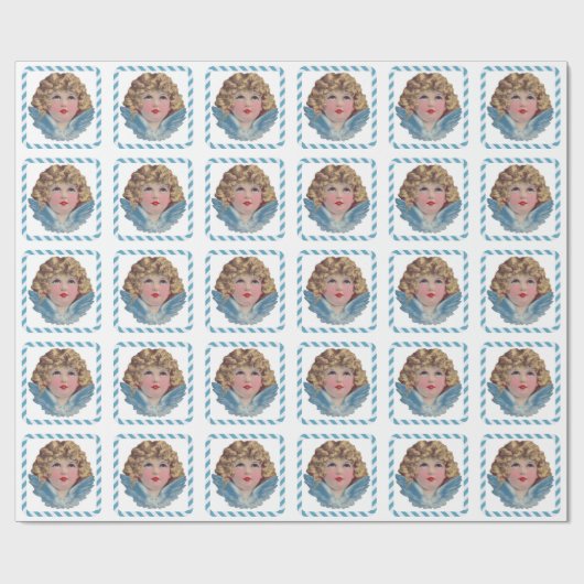 Victoriaans Angel Blue Cadeaupapier (Vlak)