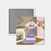Victoriaans Angel Blue en Pink Singing by Fireplac Magneet (Voorkant / Achterkant)