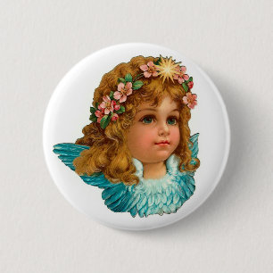 Victoriaans Angel -braal-Pasen Ronde Button 5,7 Cm