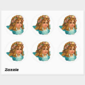 Victoriaans Angel -braal-Pasen Ronde Sticker (Vel)