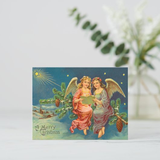 Victoriaans Angel Christmas Briefkaart (Staand voorkant)