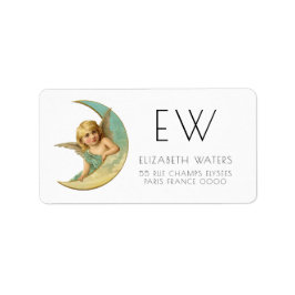  VICTORIAANS ANGEL- EN MOON-ADRESETIKETTEN ETIKET