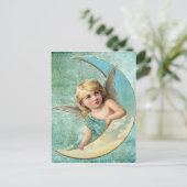 Victoriaans Angel en Moon  Illustratie Briefkaart (Staand voorkant)