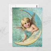 Victoriaans Angel en Moon  Illustratie Briefkaart (Voorkant / Achterkant)
