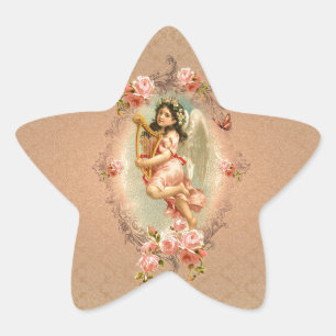 Victoriaans Angel historische rozen Ster Sticker