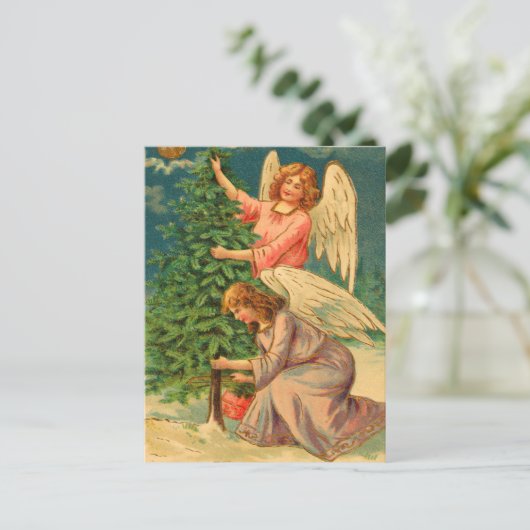 Victoriaans Angel Kerst Briefkaarten (Staand voorkant)