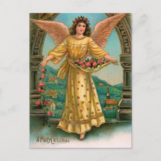 Victoriaans Angel Kerst Briefkaarten (Voorkant)