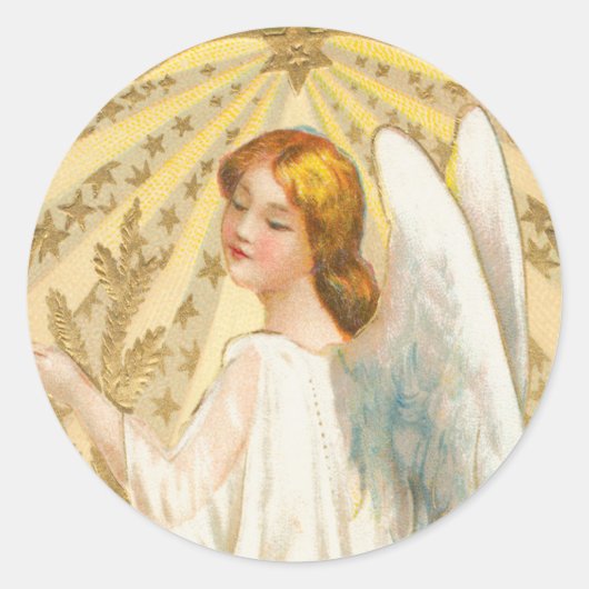 Victoriaans Angel Kerst sticker (Voorkant)