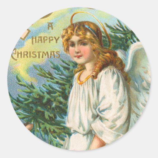 Victoriaans Angel Kerst sticker (Voorkant)