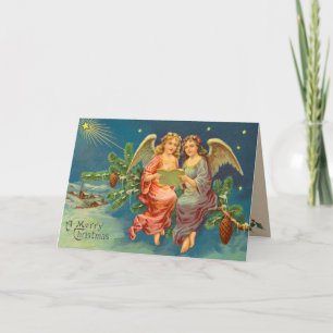 Victoriaans Angel-kerstkaart Feestdagen Kaart