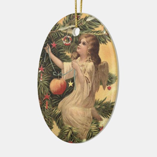 Victoriaans Angel-kerstversiering Keramisch Ornament (Links)