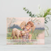  Victoriaans Angel Lamb Meadow Memorial Death Aankondiging (Staand voorkant)