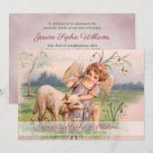  Victoriaans Angel Lamb Meadow Memorial Death Aankondiging (Voorkant / Achterkant)