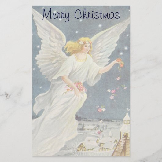 Victoriaans Angel met sterren voor kerstmis met st Briefpapier (Voorkant)