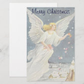 Victoriaans Angel met sterren voor kerstmis met st Briefpapier (Voorkant / Achterkant)