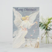 Victoriaans Angel met sterren voor kerstmis met st Briefpapier (Staand voorkant)