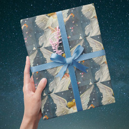 Victoriaans Angel met sterren voor kerstmis met st Cadeaupapier