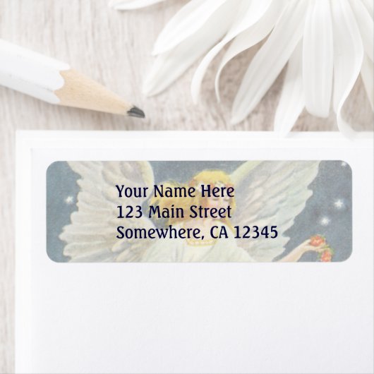 Victoriaans Angel met sterren voor kerstmis met st Etiket (Insitu)