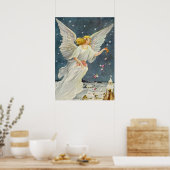 Victoriaans Angel met sterren voor kerstmis met st Poster (Keuken)
