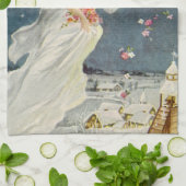 Victoriaans Angel met sterren voor kerstmis met st Theedoek (Gevouwen)