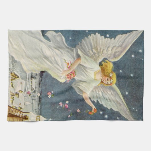 Victoriaans Angel met sterren voor kerstmis met st Theedoek (Horizontaal)