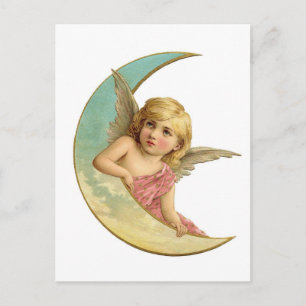  Victoriaans Angel Moon Girl Briefkaart