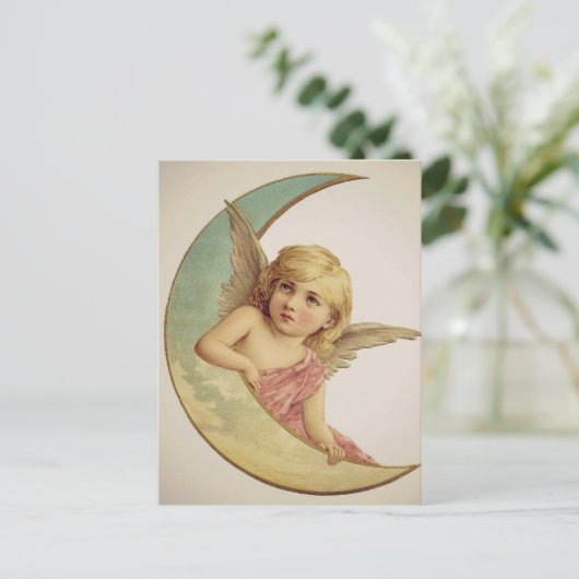  Victoriaans Angel Moon Girl Briefkaart (Staand voorkant)
