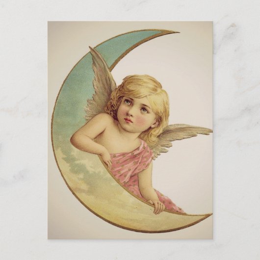  Victoriaans Angel Moon Girl Briefkaart (Voorkant)