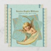  Victoriaans Angel Moon Lace Memorial Death Aankondiging (Voorkant / Achterkant)