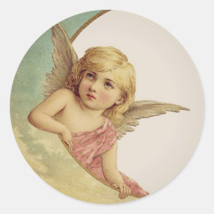  Victoriaans Angel Moon Meisje Ronde Sticker