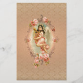 Victoriaans Angel roos barokke  florale Briefpapier (Voorkant)