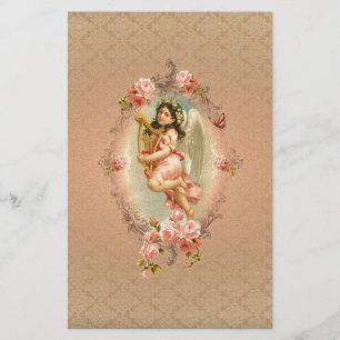 Victoriaans Angel roos barokke  florale Briefpapier