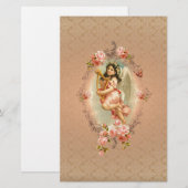 Victoriaans Angel roos barokke  florale Briefpapier (Voorkant / Achterkant)