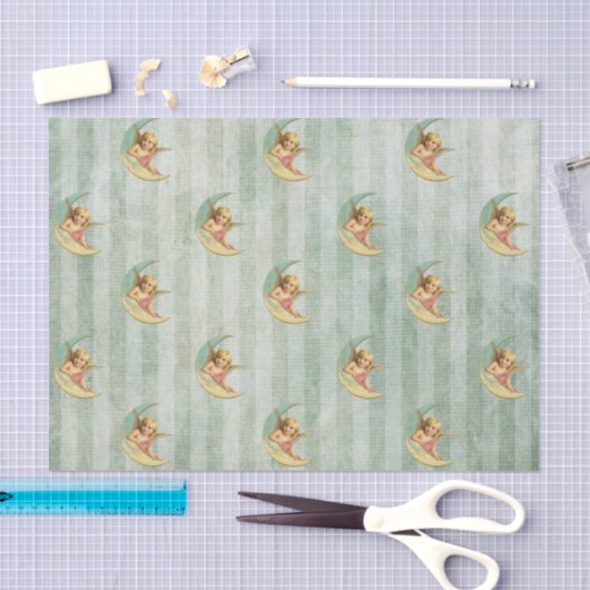 Victoriaans Angel Sage Groene Strepen Tissuepapier (Craft)