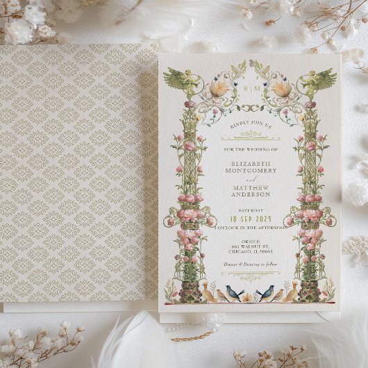 Victoriaans Angelic Garden Floral bruiloft uitnodi Kaart