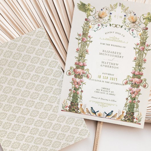 Victoriaans Angelic Garden Floral bruiloft uitnodi Kaart