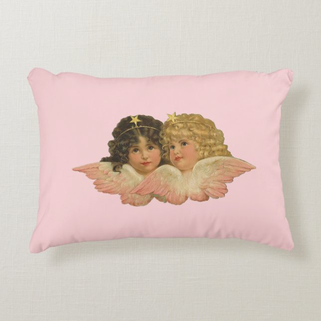 Victoriaans Angels Blush Pink Accent Kussen (Voorkant)