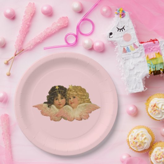 Victoriaans Angels Blush Pink Papieren Bordje (Feest)