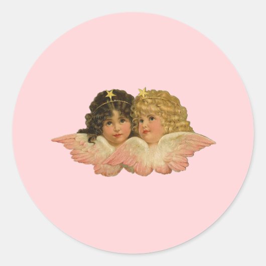 Victoriaans Angels Blush Pink Ronde Sticker (Voorkant)