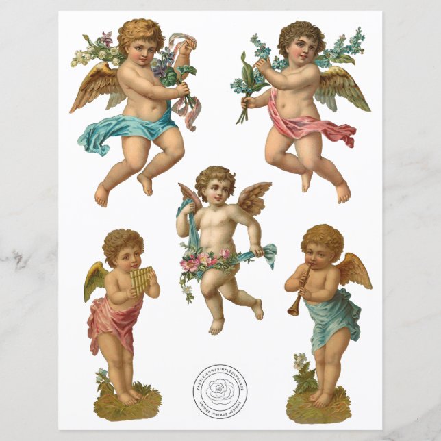 Victoriaans Angels Cutouts Fussy Cut Scrapbook Pap (Voorkant)