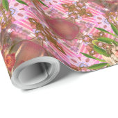 Victoriaans Angels Kerstmis Holly Pink Pattern Cadeaupapier (Rol Hoek)