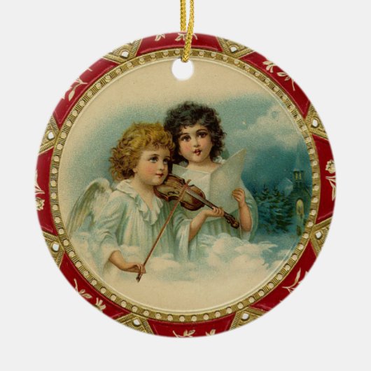 Victoriaans Angels kerstversiering Keramisch Ornament (Voorkant)