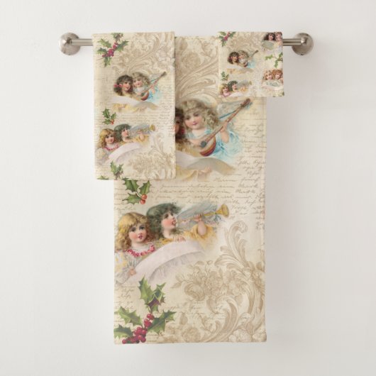 Victoriaans Angels met muziek, script en Holly Bad Handdoek (Insitu)